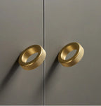 Solid Brass Knurled Ring Cabinet Knob