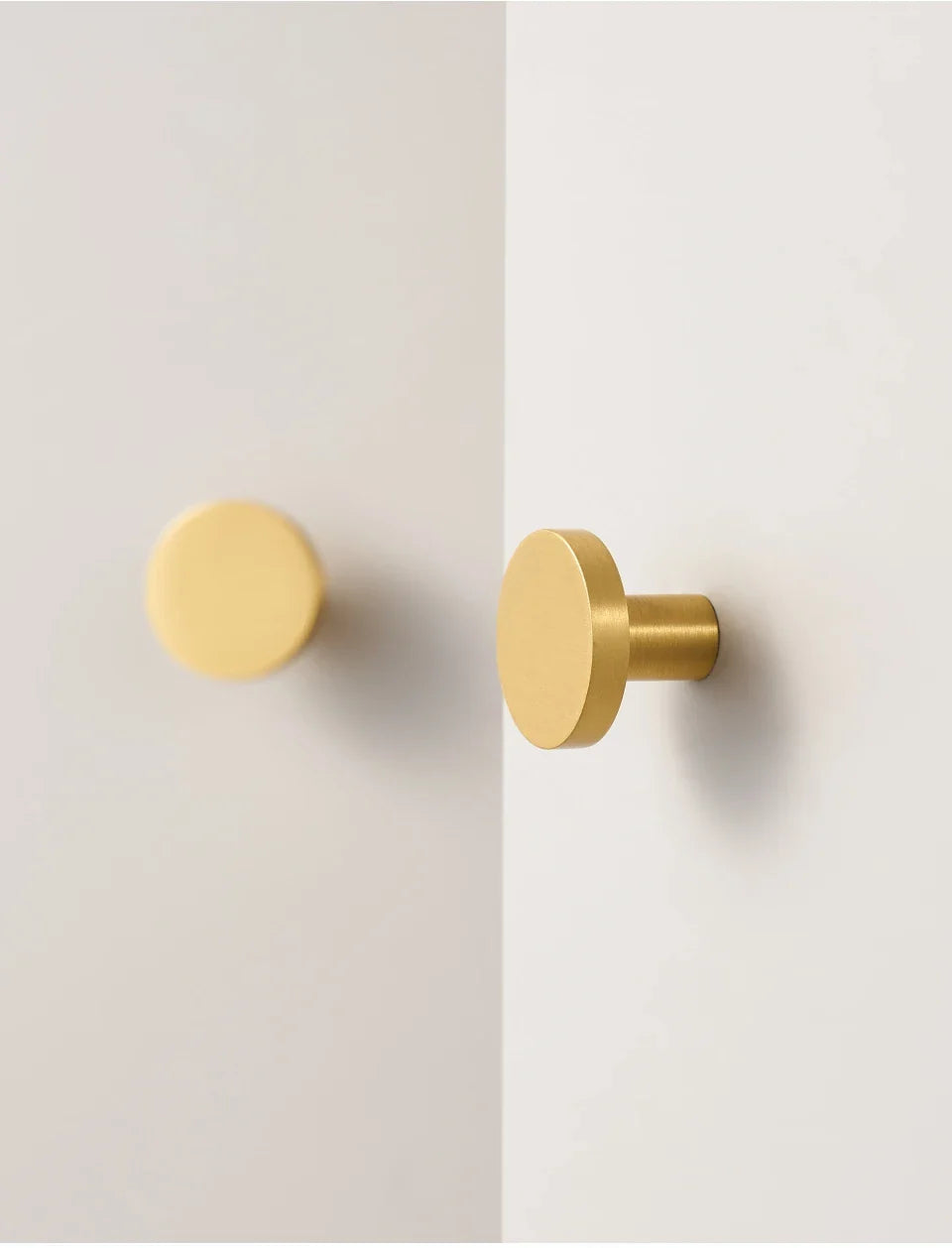 Solid Brass Round Cabinet Knob & Wall Hook – Minimalist Circular Design
