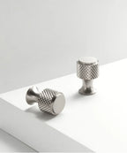 Brushed Nickel Knurled Cabinet Knob – Solid Brass Diamond-Cut Drawer & Door Handle