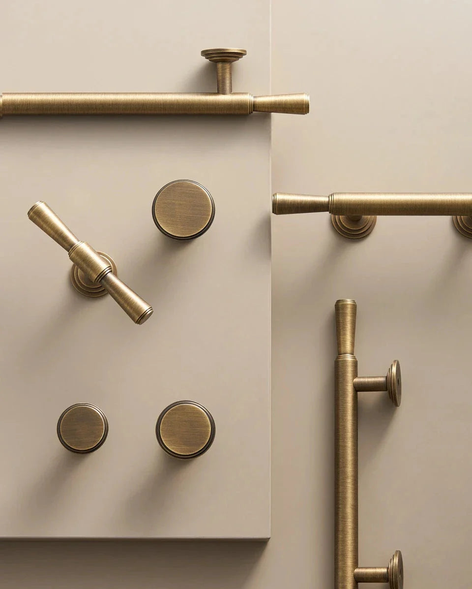Solid Brass Handle – Vintage Brushed Bronze T-Bar Cabinet & Drawer Pull