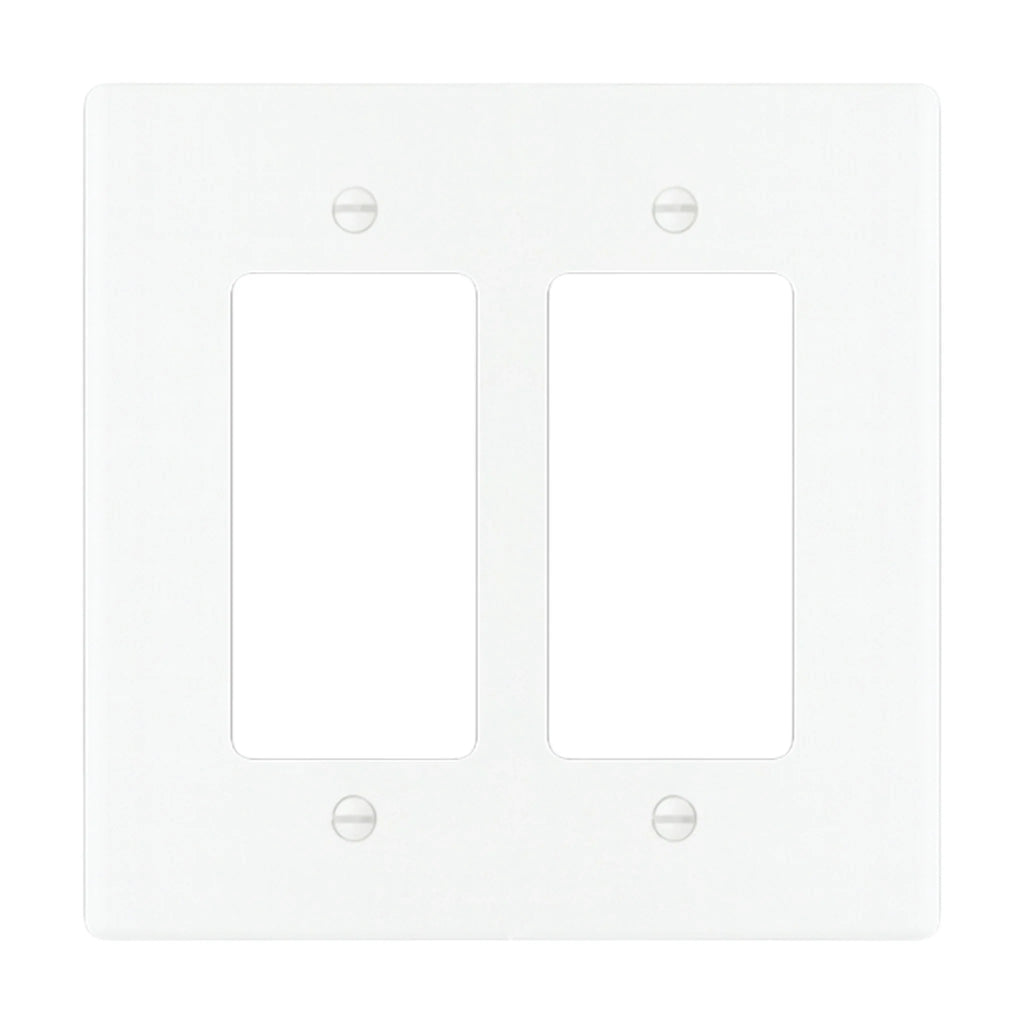 2-gang Decora wall plate in White finish (coated brass)