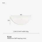 Measurement chart for a white brass edge pull 60 mm with dimensions and weight information.
