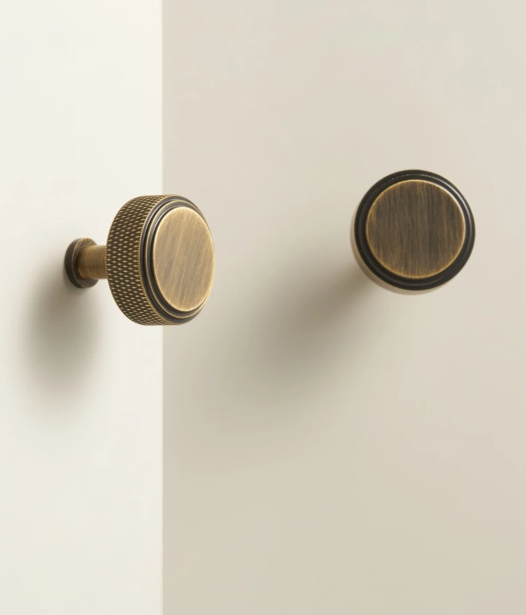Solid Brass Knurled Cabinet Knob – Diamond Cut Pattern