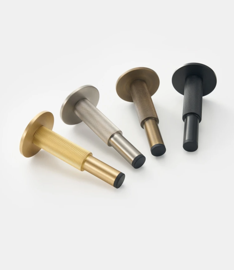 Brass Knurled Door Stopper – Heavy-Duty Floor & Wall Mount