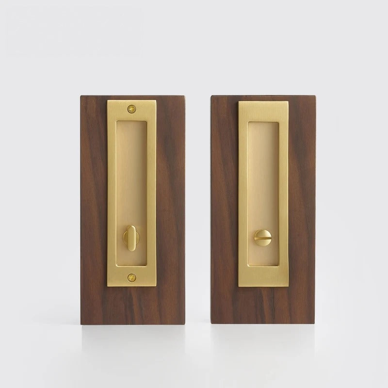 Matte Brass finish, Solid Brass Flush Sliding Door Pull Set