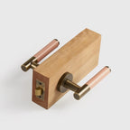 Antique Brass finish, Leather Wrapped Solid Brass Door Lever Set, European Mortise