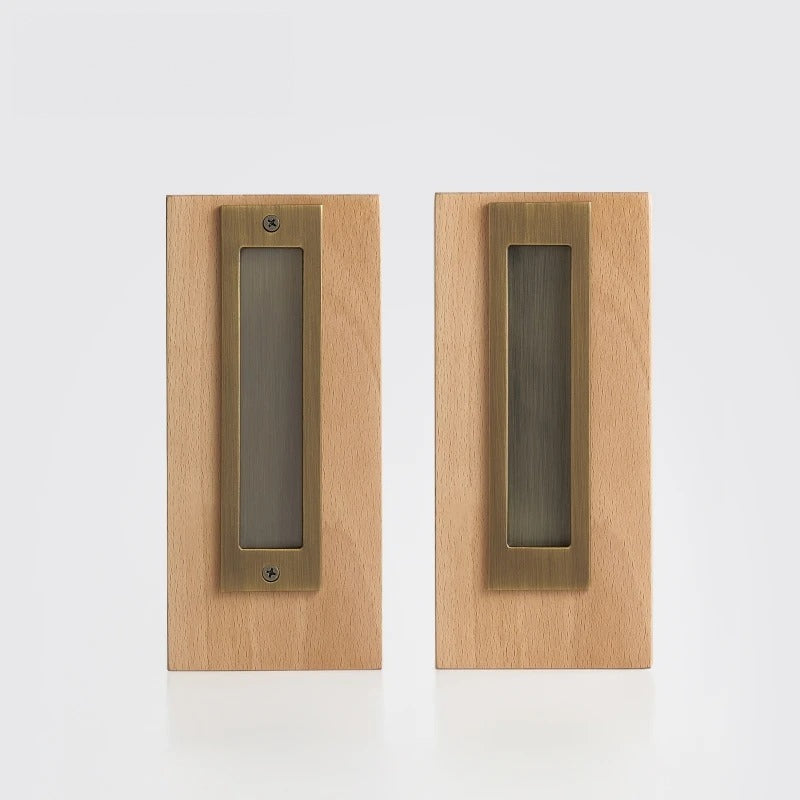 Antique Brass finish, Solid Brass Flush Sliding Door Pull Set
