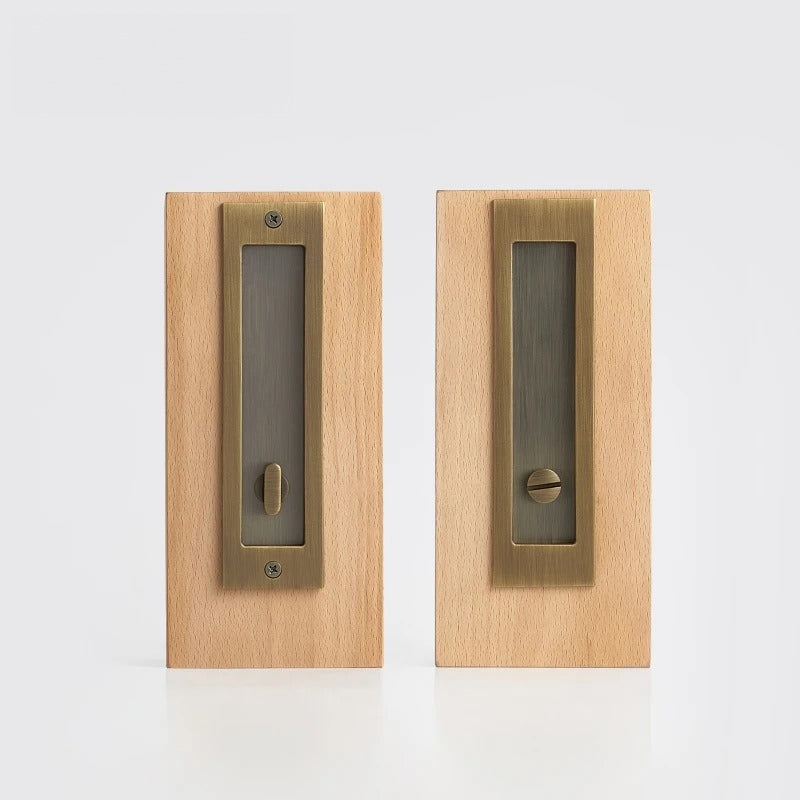 Antique Brass finish, Solid Brass Flush Sliding Door Pull Set