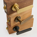 Flat Solid Brass Door Lever Set, US Standard