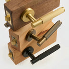 Linear Knurled Solid Brass Door Lever Set, European Mortise