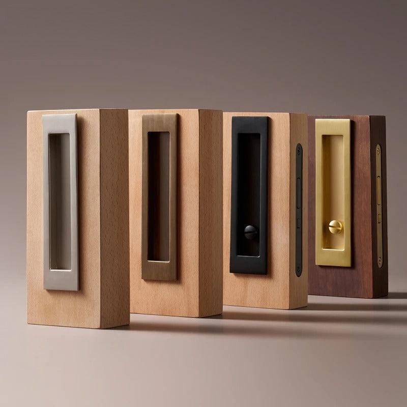 Solid Brass Flush Sliding Door Pull Set