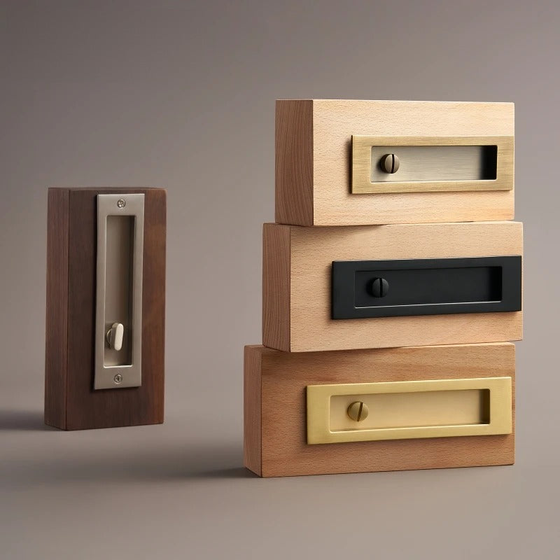 Solid Brass Flush Sliding Door Pull Set