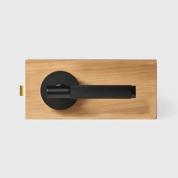Matte Black finish, Linear Knurled Solid Brass Door Lever Set, US Standard