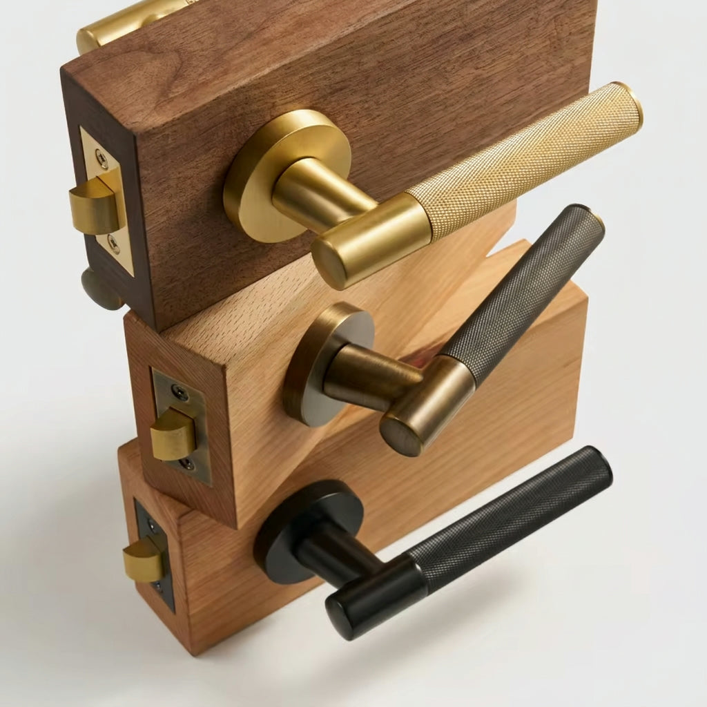 Diamond Knurled Solid Brass Door Lever Set, US Standard