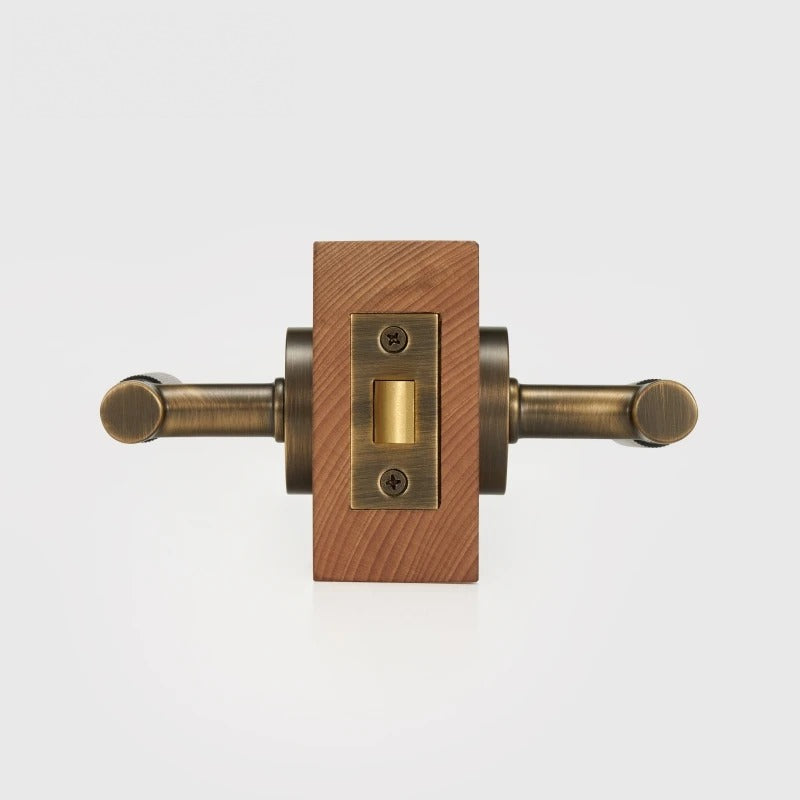 Linear Knurled Solid Brass Door Lever Set, European Mortise