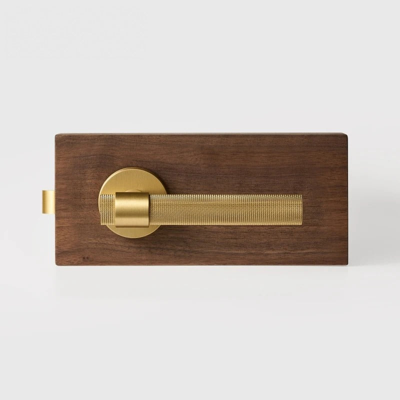Matte Brass finish, Cross Knurled Solid Brass Door Lever Set, European Mortise
