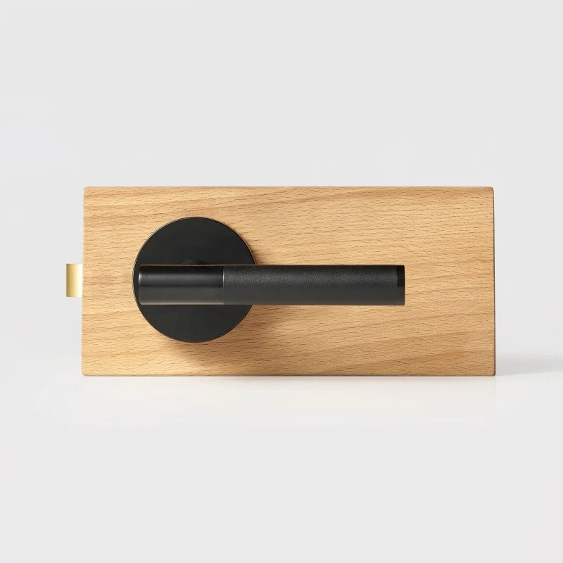 Matte Black finish, Leather Wrapped Solid Brass Door Lever Set, US Standard