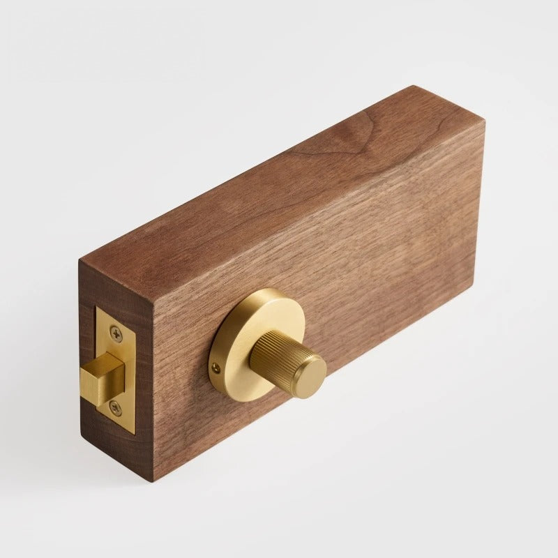 Matte Brass finish, Linear Knurled Solid Brass Privacy Thumb Turn, European Mortise