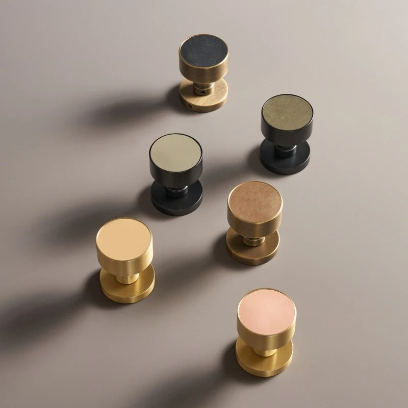 Round Solid Brass Door Knob Set, European Mortise