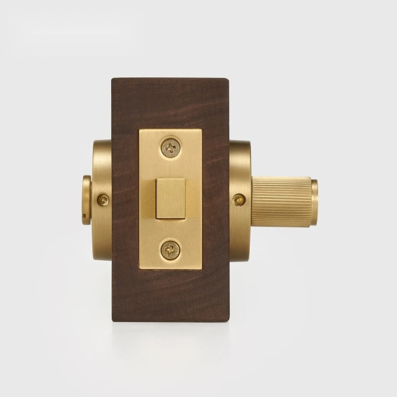 Matte Brass finish, Linear Knurled Solid Brass Privacy Thumb Turn, European Mortise