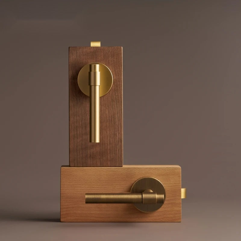 Slim Plain Solid Brass Door Lever Set, US Standard