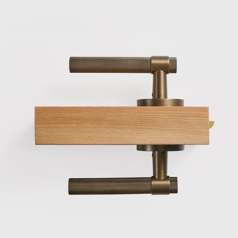 Cross Knurled Solid Brass Door Lever Set, US Standard