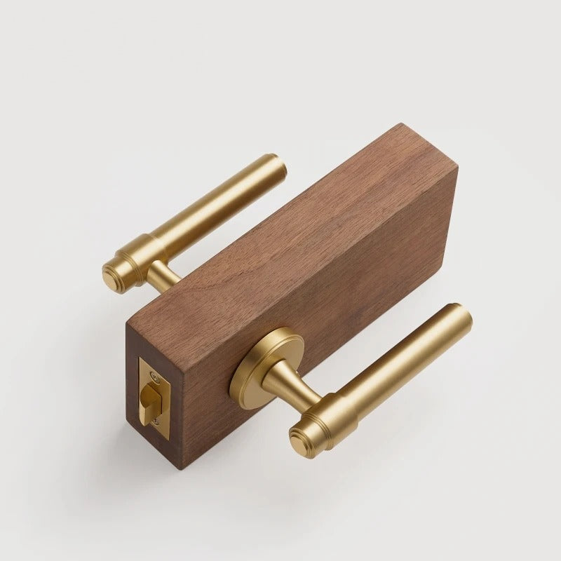 Classic Bar Solid Brass Door Lever Set, European Mortise