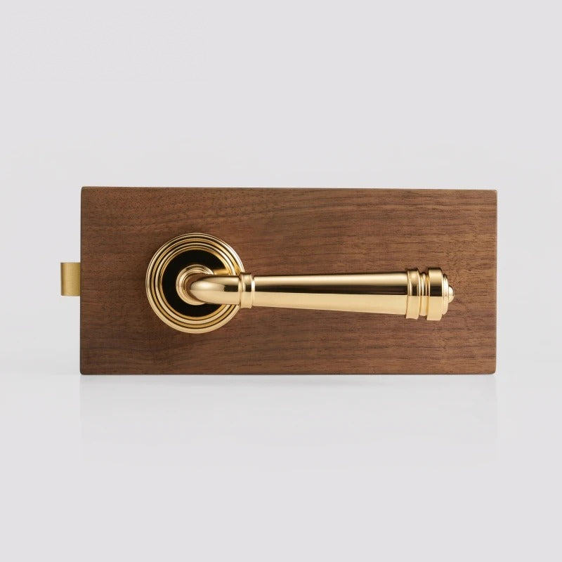 Polished Brass finish, French Classic Polished Brass Door Lever Set, European Mortise