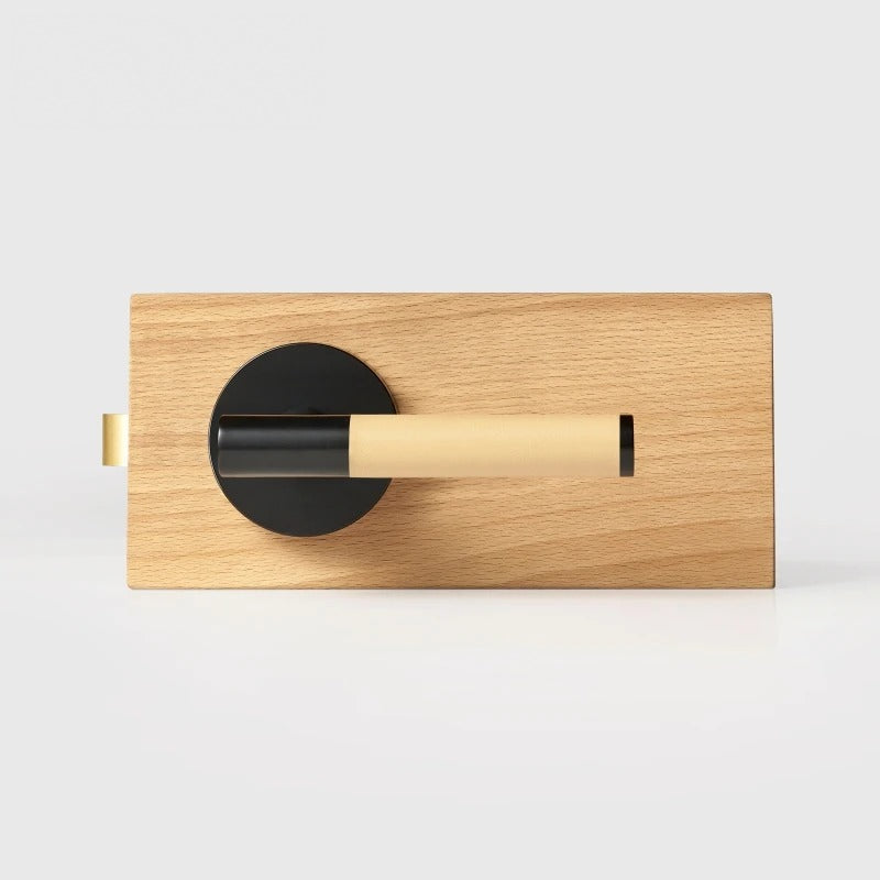 Leather Wrapped Solid Brass Door Lever Set, US Standard