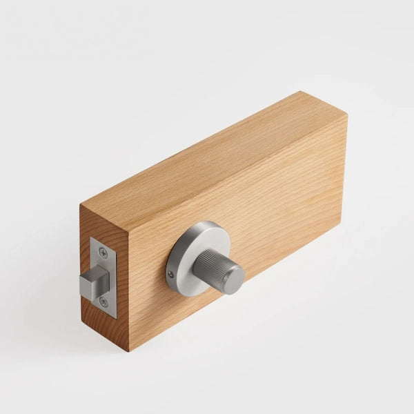 Brushed Nickel finish, Linear Knurled Solid Brass Privacy Thumb Turn, European Mortise