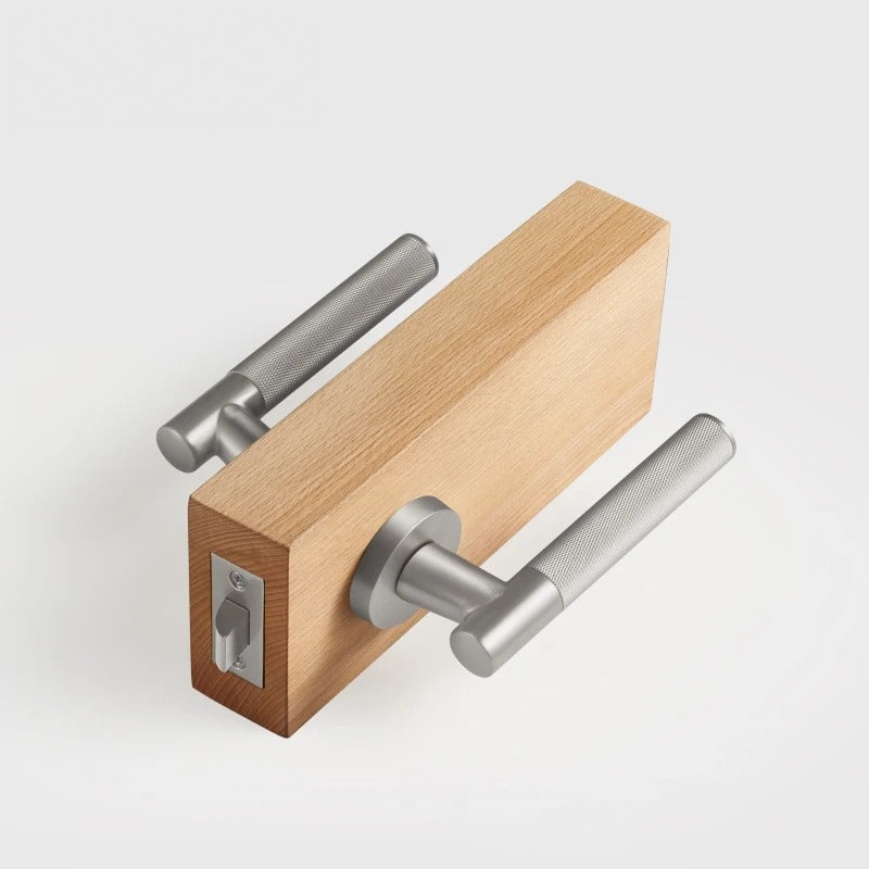 Diamond Knurled Solid Brass Door Lever Set, European Mortise