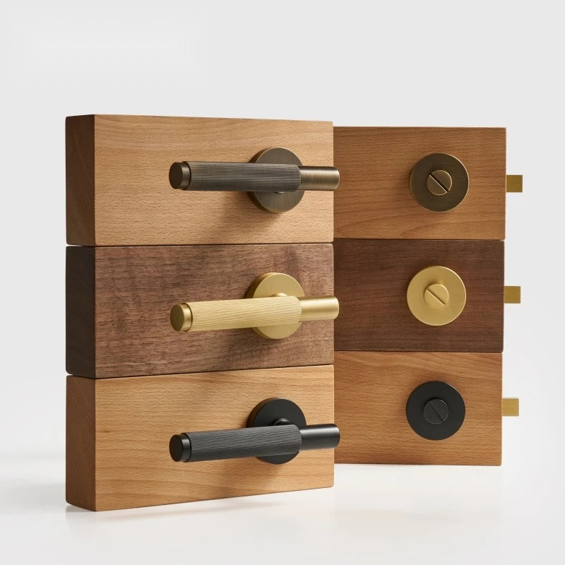 Linear Knurled Solid Brass Privacy Thumb Turn, European Mortise