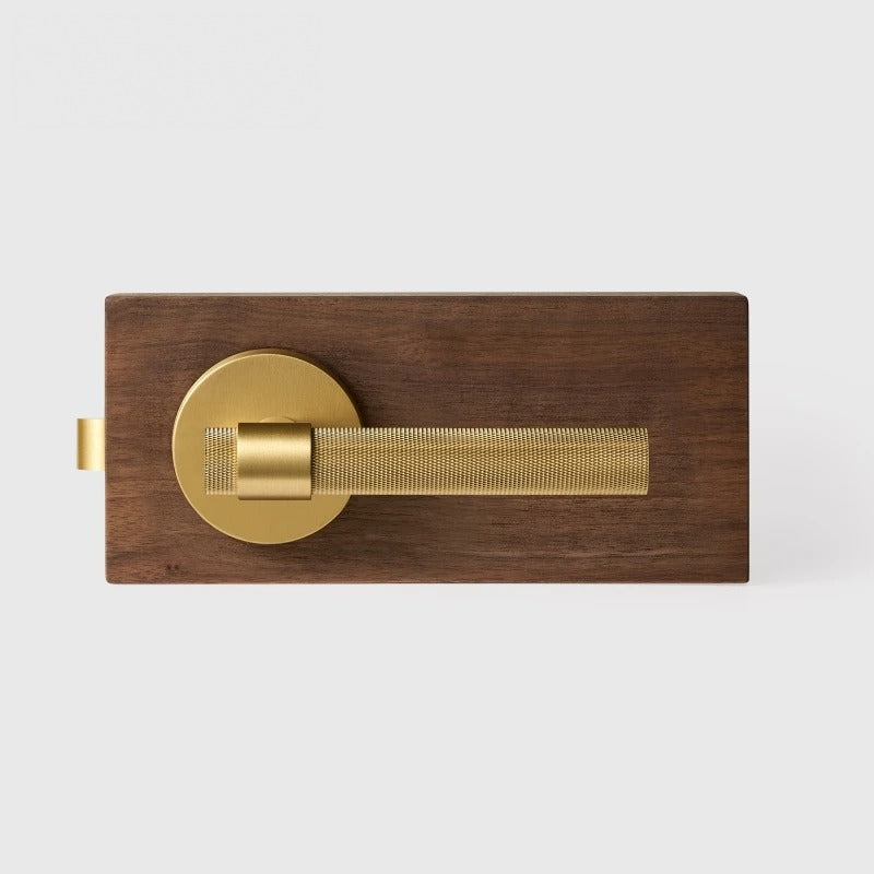 Matte Brass finish, Cross Knurled Solid Brass Door Lever Set, US Standard