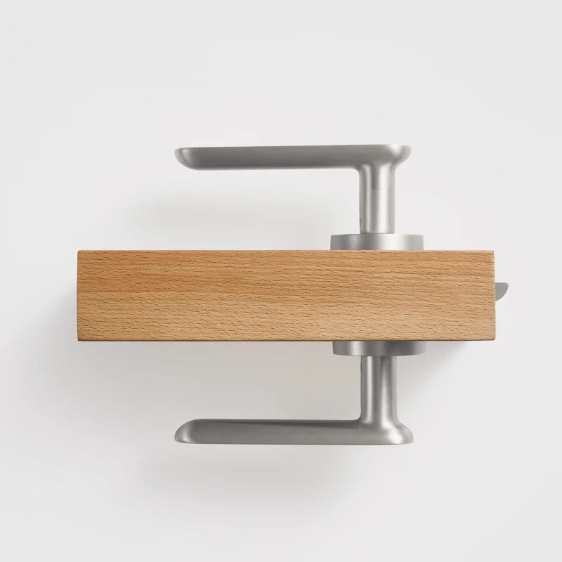 Flat Solid Brass Door Lever Set, European Mortise