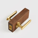 Flat Solid Brass Door Lever Set, European Mortise
