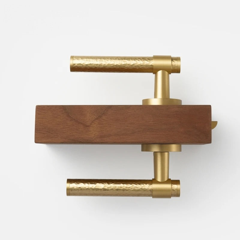 Hand Hammered Solid Brass Door Lever Set, European Mortise