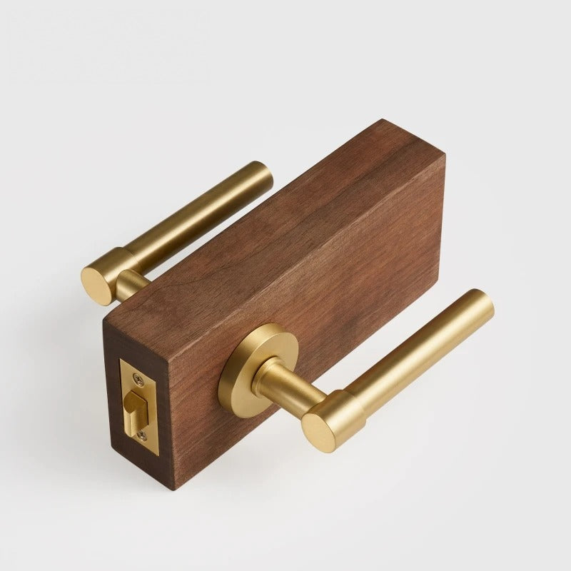 Plain Minimalist Solid Brass Door Lever Set, European Mortise