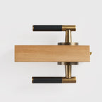 Leather Wrapped Solid Brass Door Lever Set, US Standard