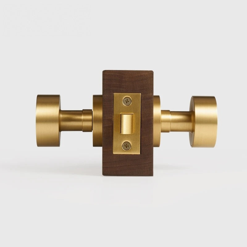 Round Solid Brass Door Knob Set, European Mortise
