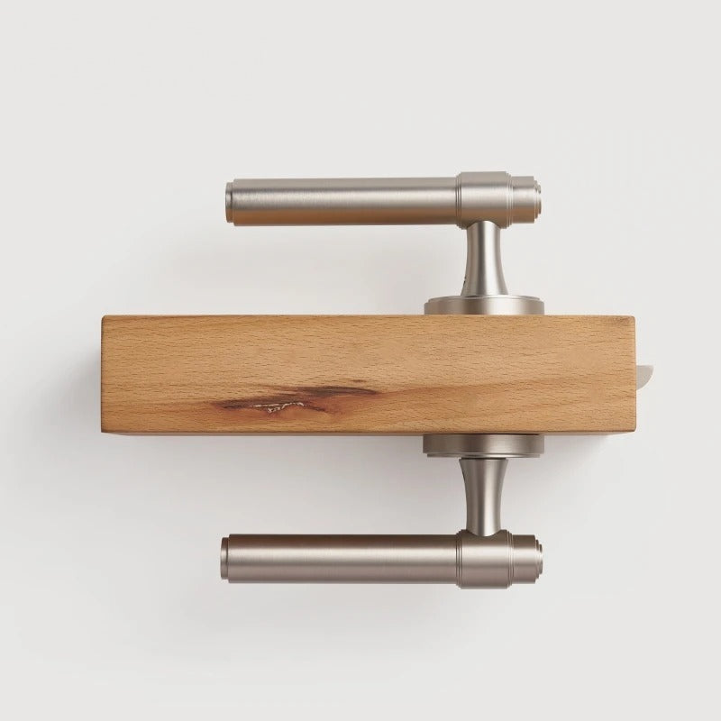 Classic Bar Solid Brass Door Lever Set, European Mortise