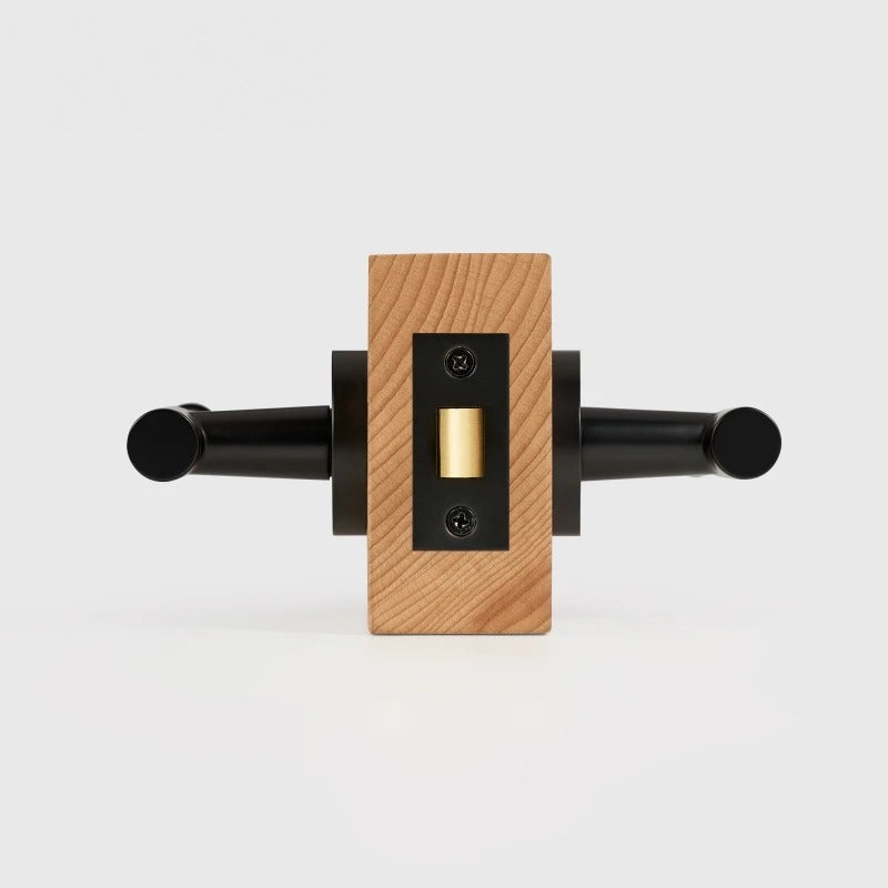 Leather Wrapped Solid Brass Door Lever Set, European Mortise