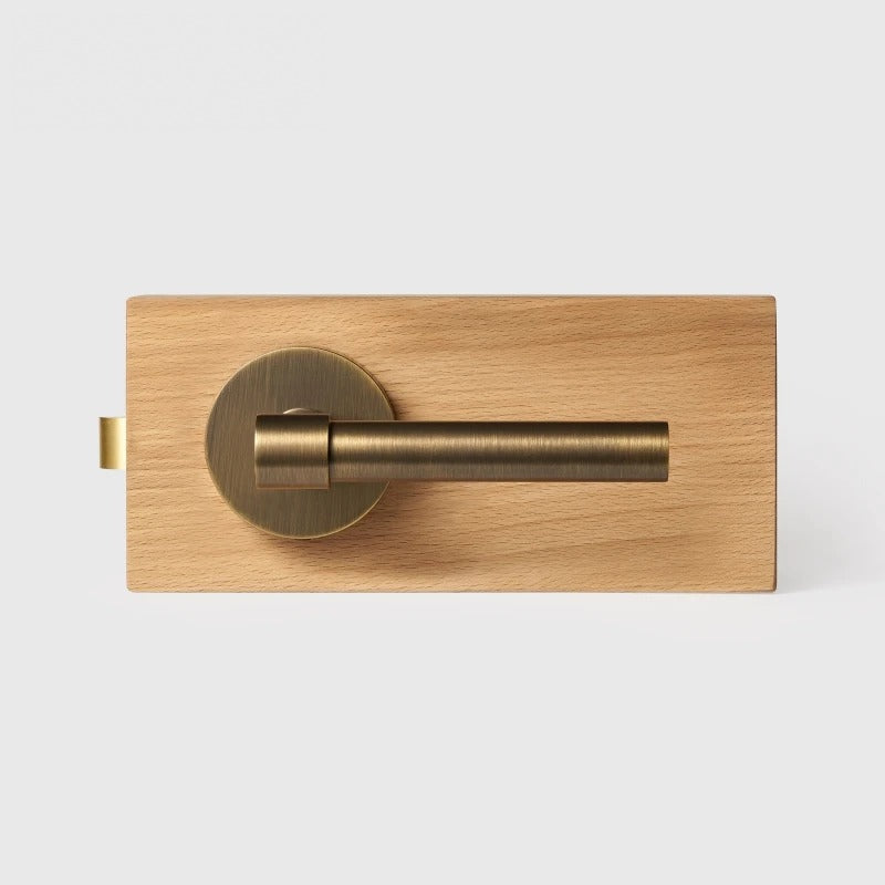 Antique Brass finish, Plain Minimalist Solid Brass Door Lever Set, US Standard