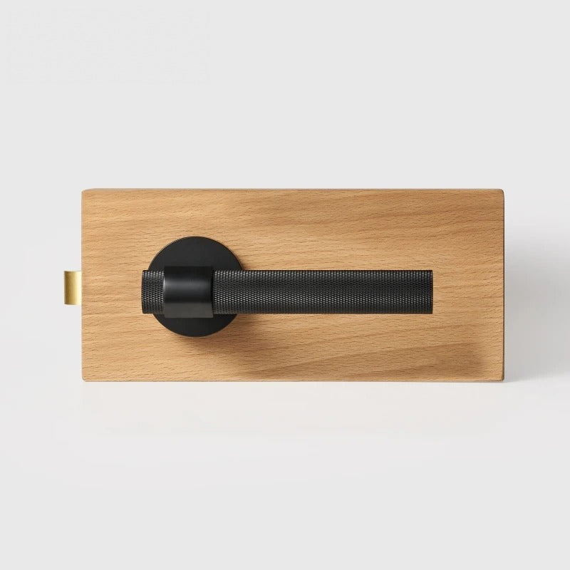 Matte Black finish, Cross Knurled Solid Brass Door Lever Set, European Mortise