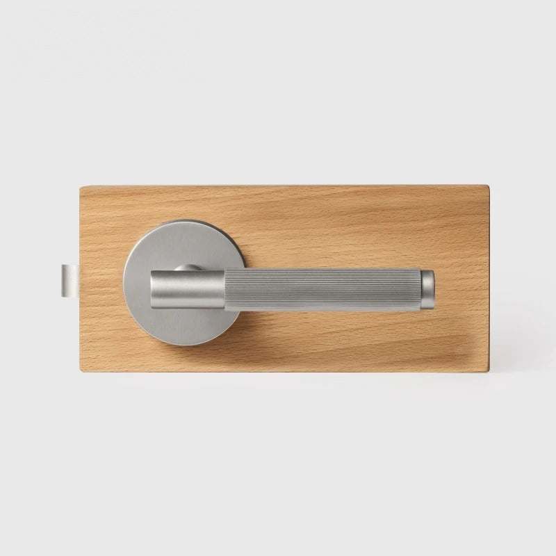 Brushed Nickel finish, Linear Knurled Solid Brass Door Lever Set, US Standard
