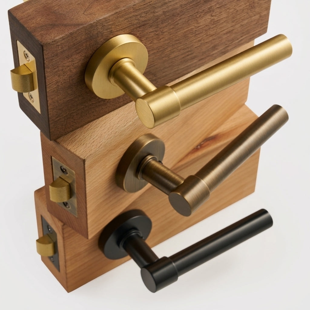 Plain Minimalist Solid Brass Door Lever Set, European Mortise
