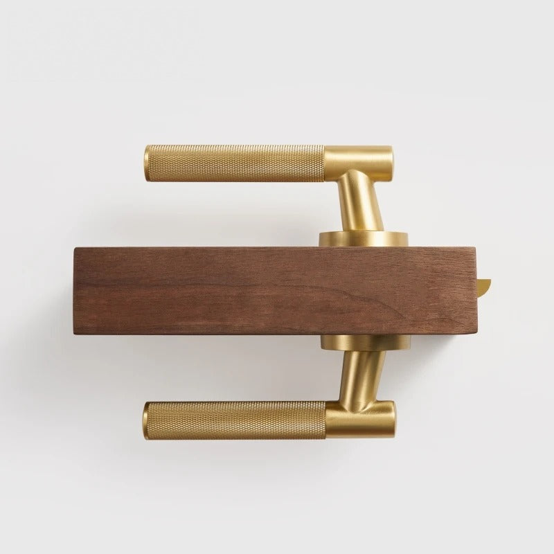 Diamond Knurled Solid Brass Door Lever Set, European Mortise