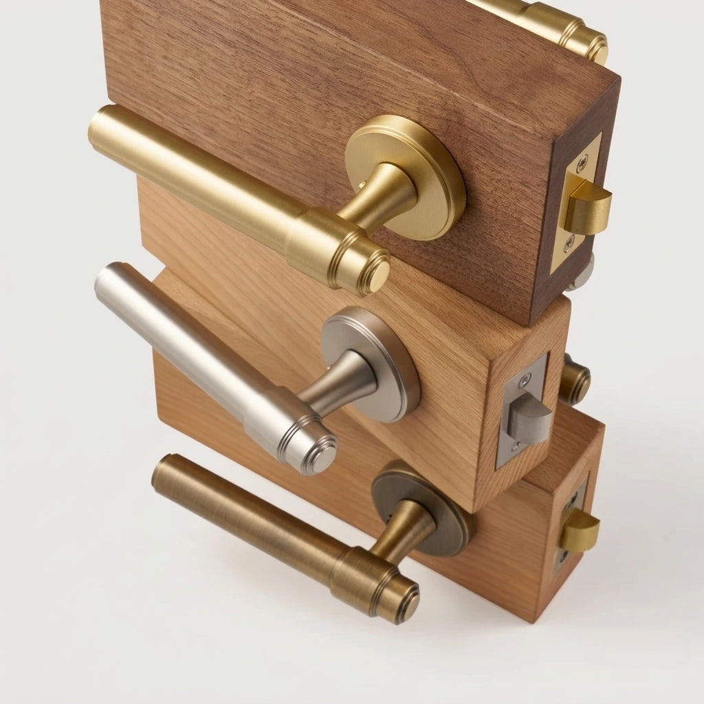 Classic Bar Solid Brass Door Lever Set, European Mortise