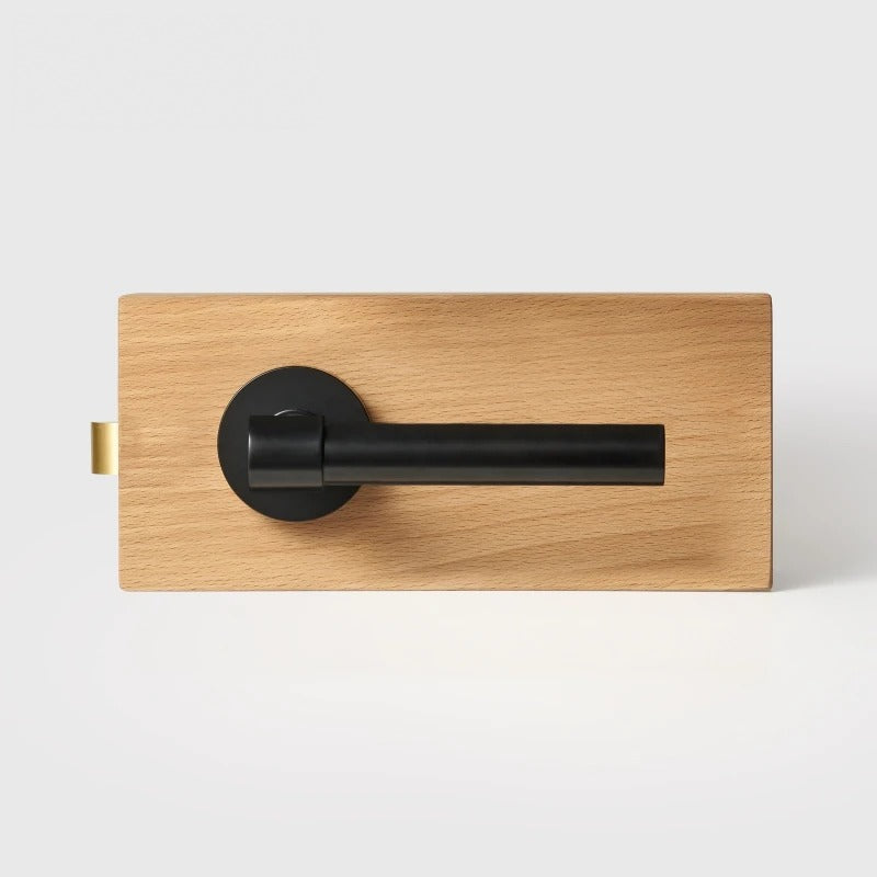 Matte Black finish, Plain Minimalist Solid Brass Door Lever Set, European Mortise