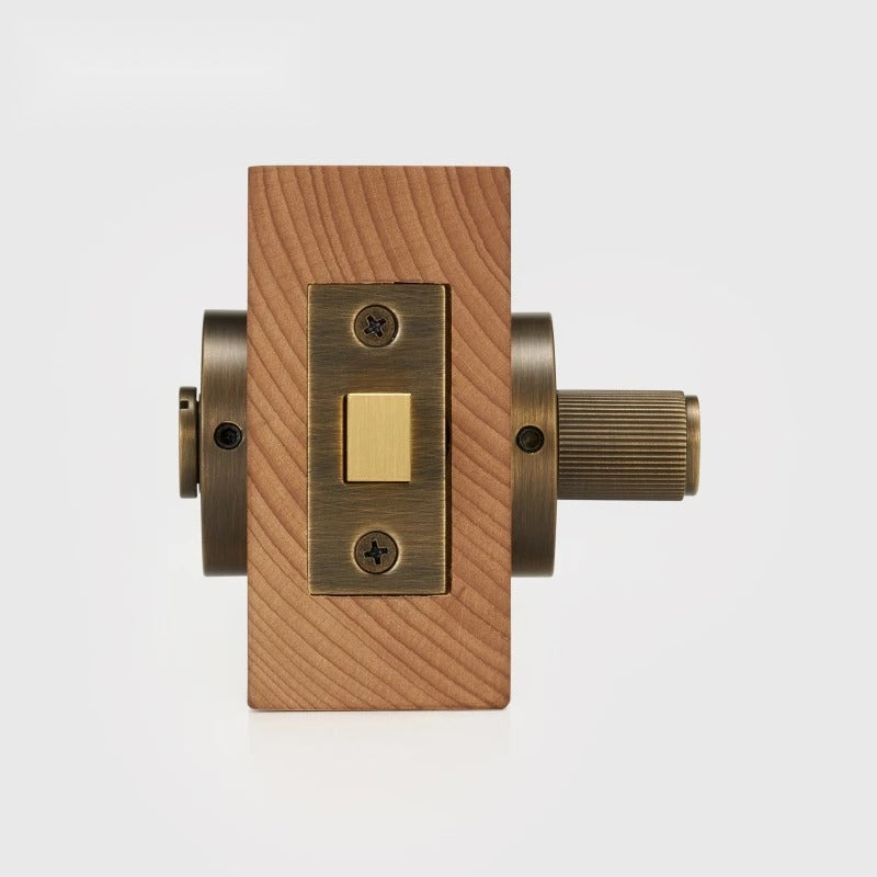 Antique Brass finish, Linear Knurled Solid Brass Privacy Thumb Turn, European Mortise