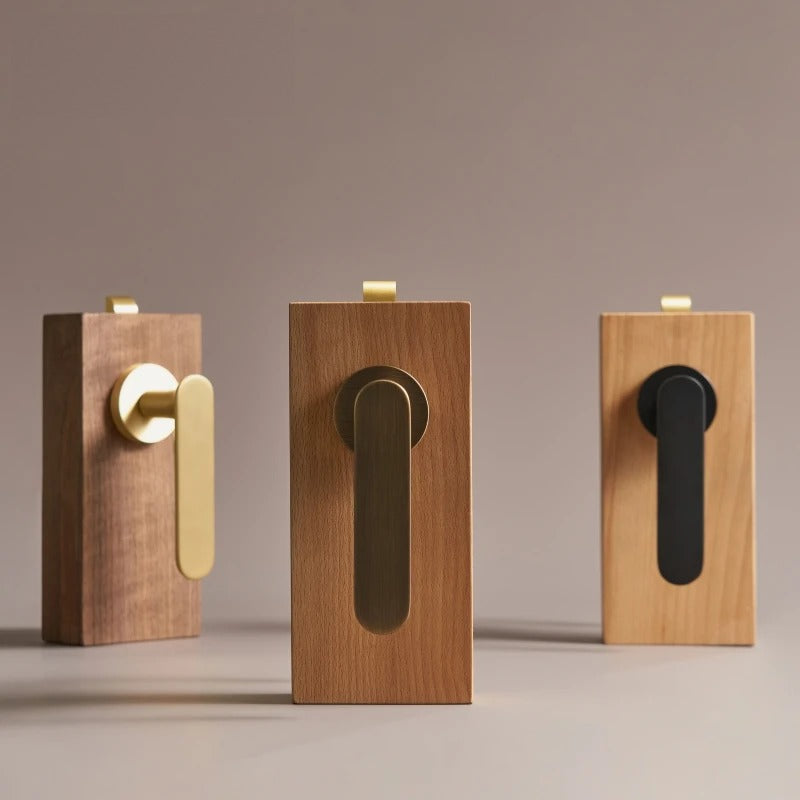 Flat Solid Brass Door Lever Set, European Mortise